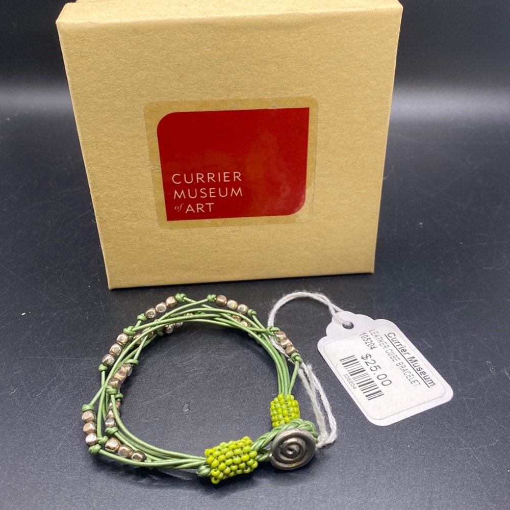 Currier Museum of Art Leather Cube Bracelet NIB